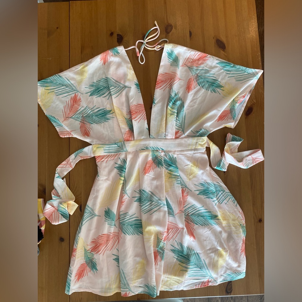 SHEIN pink palm leaf sundress